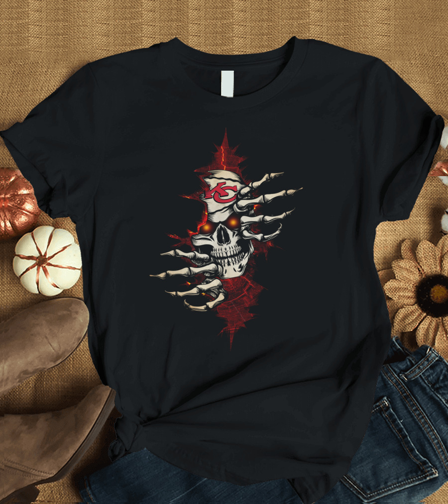 Skull Chiefs Halloween Football Fan Teespookimum T-Shirt
