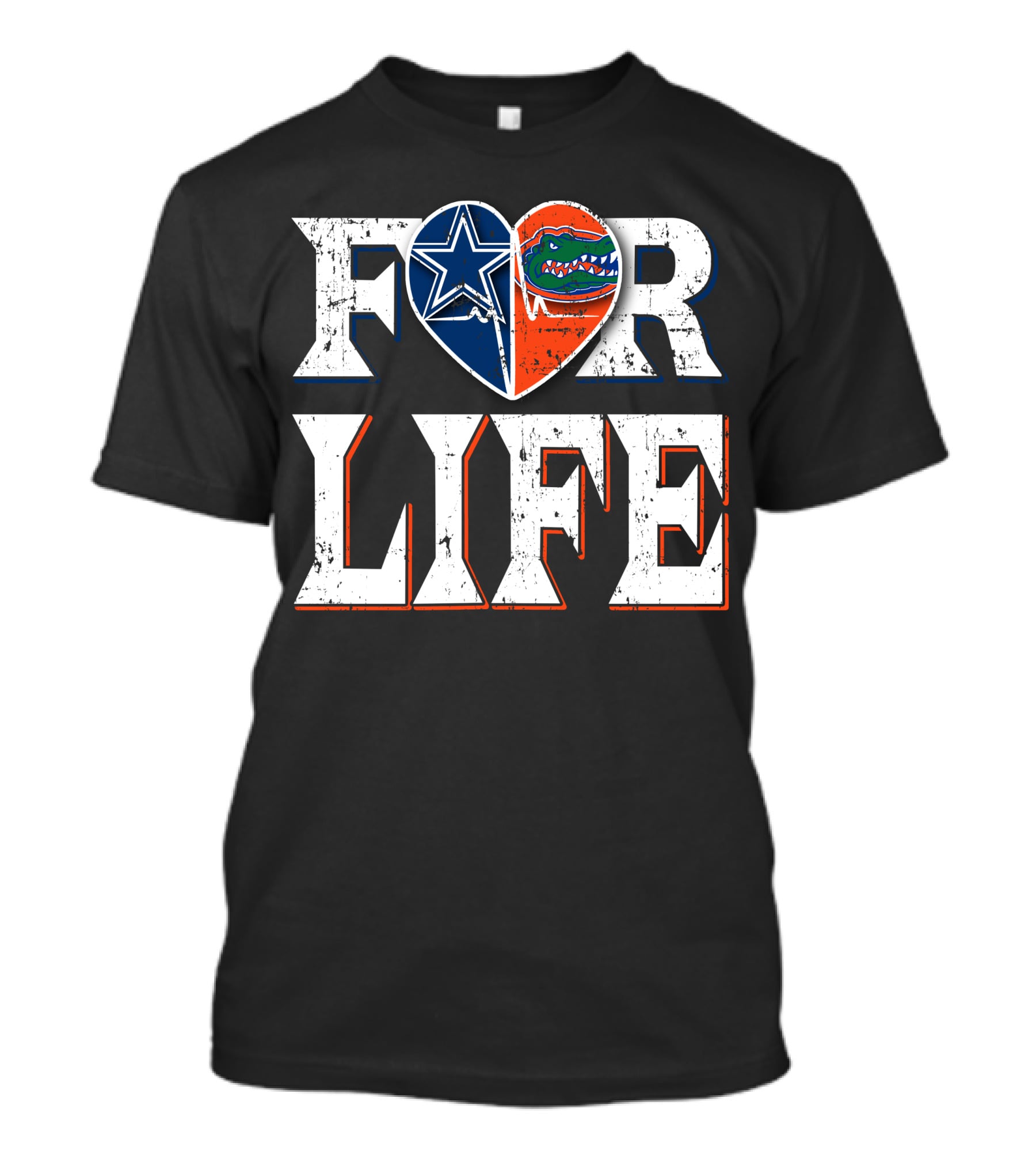 For Life Cowboys Gators Heart T-Shirt