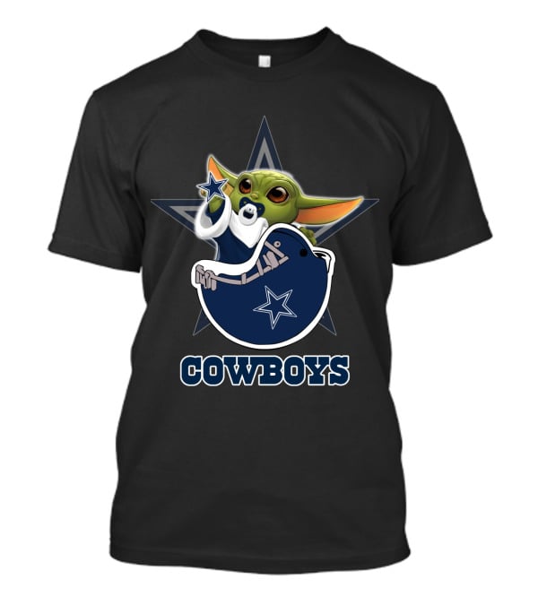 Cowboys Star Wars Baby Yoda Holding Helmet Nfl Dallas Football Fan Art Dh 009 Dc T-Shirt