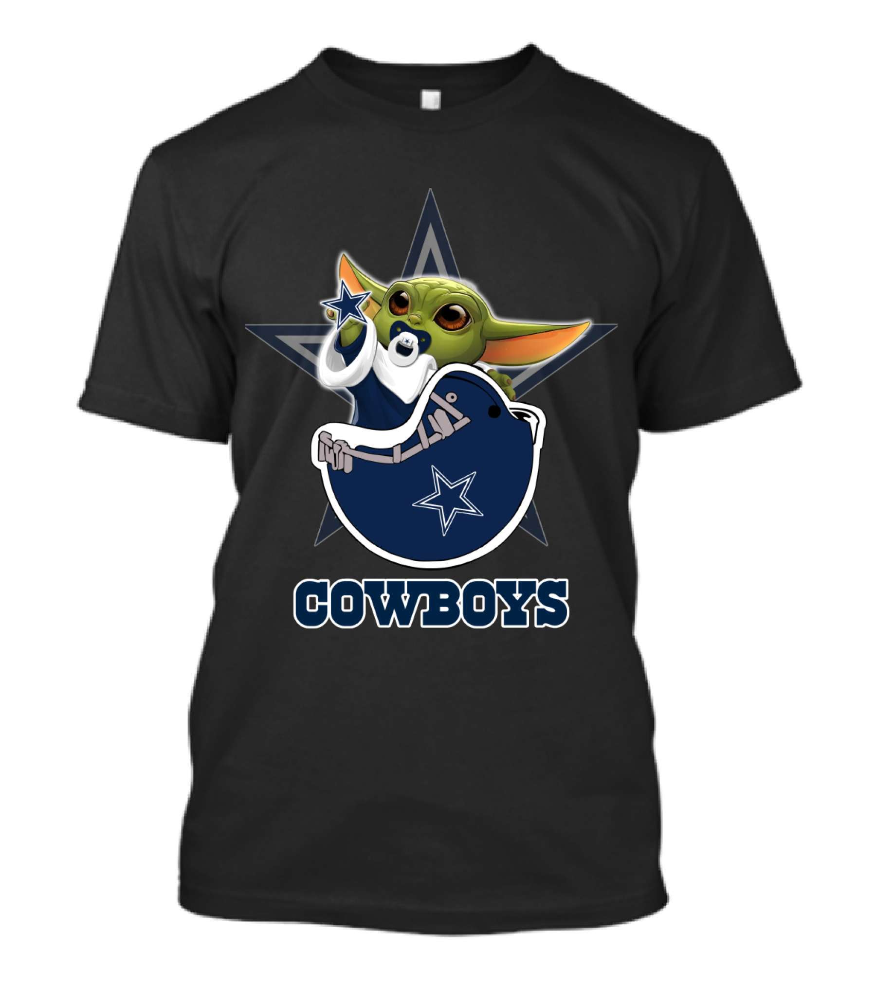 Cowboys Yoda Holding Star With Helmet T-Shirt