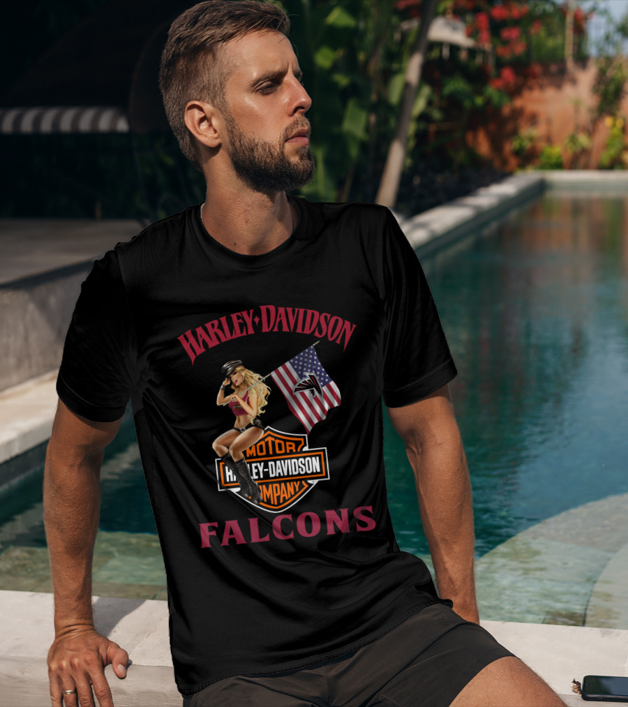 Harley Davidson Falcons Nflaf 18 American Flag T-Shirt