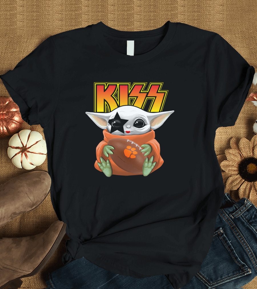 KISS Star Child and Clemson Tigers Football Baby Yoda T-Shirt