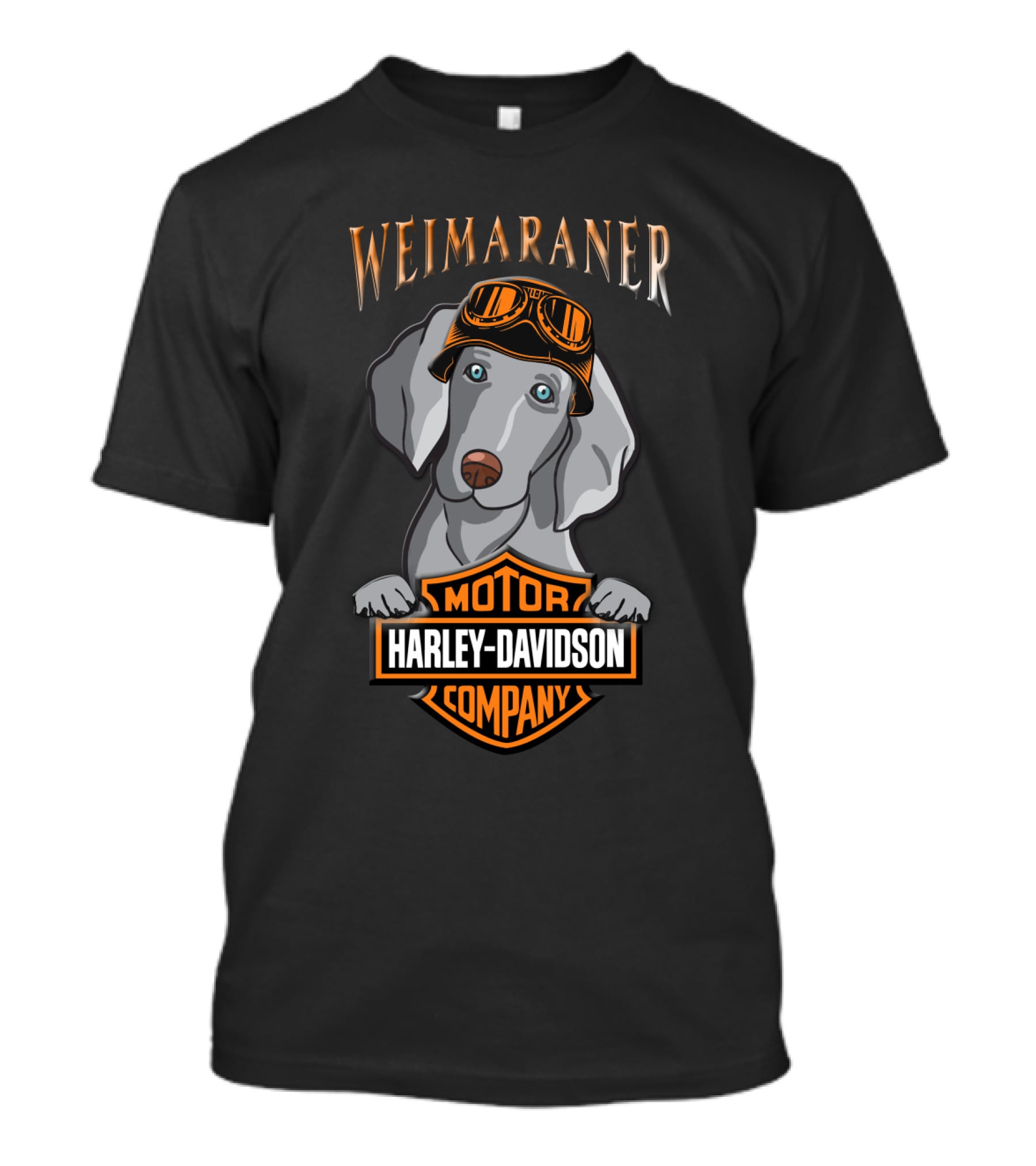 Weimaraner Harley Davidson Motor Company Logo With Goggles Dog T-Shirt
