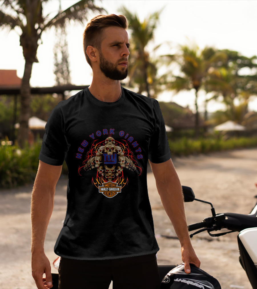 New York Giants Harley Davidson Skulls T-Shirt