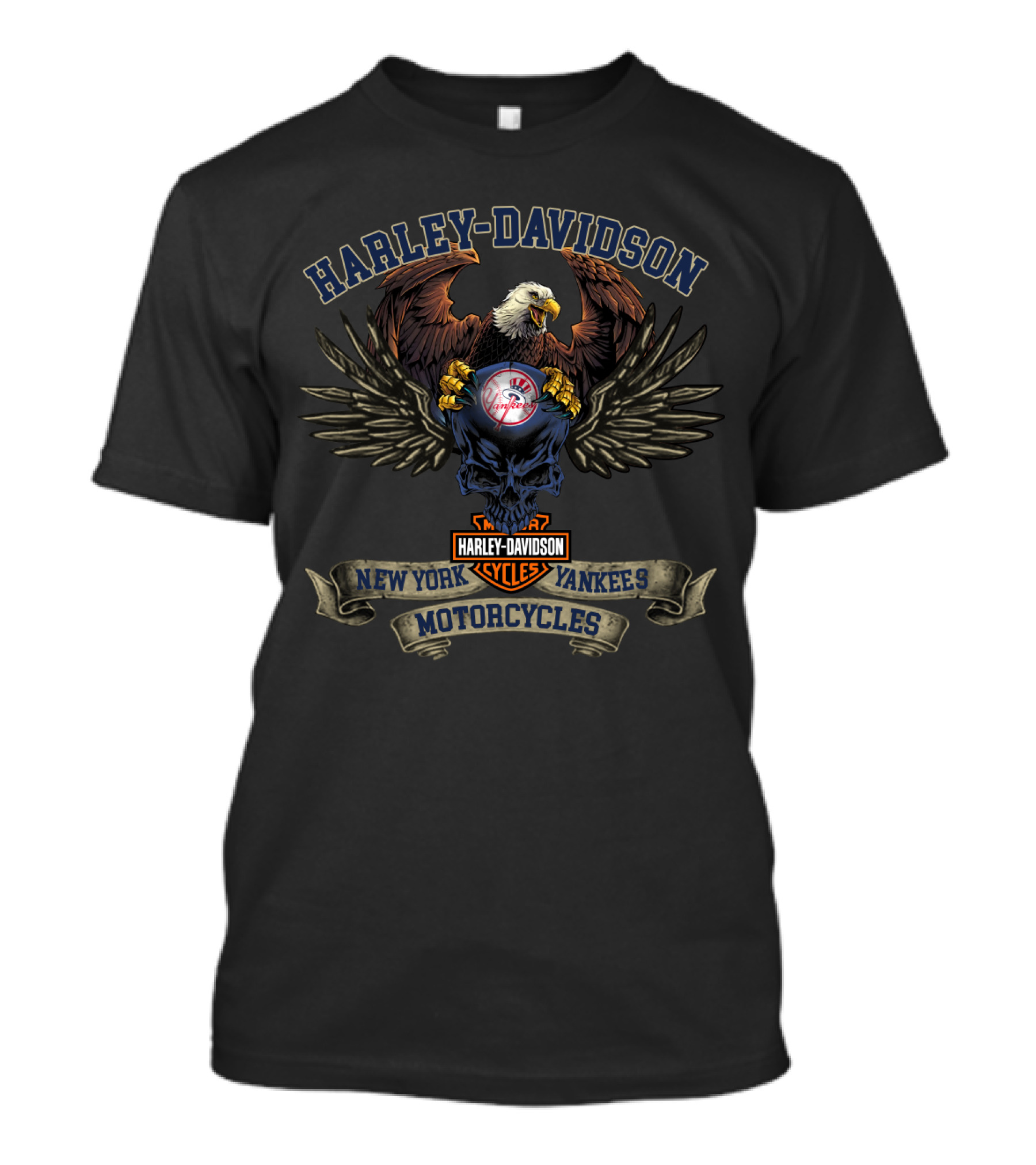 Harley Davidson New York Yankees Motorcycles Cycles T-Shirt