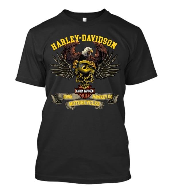 Harley Davidson Iowa Hawkeyes Motorcycles Eagle Skull T-Shirt