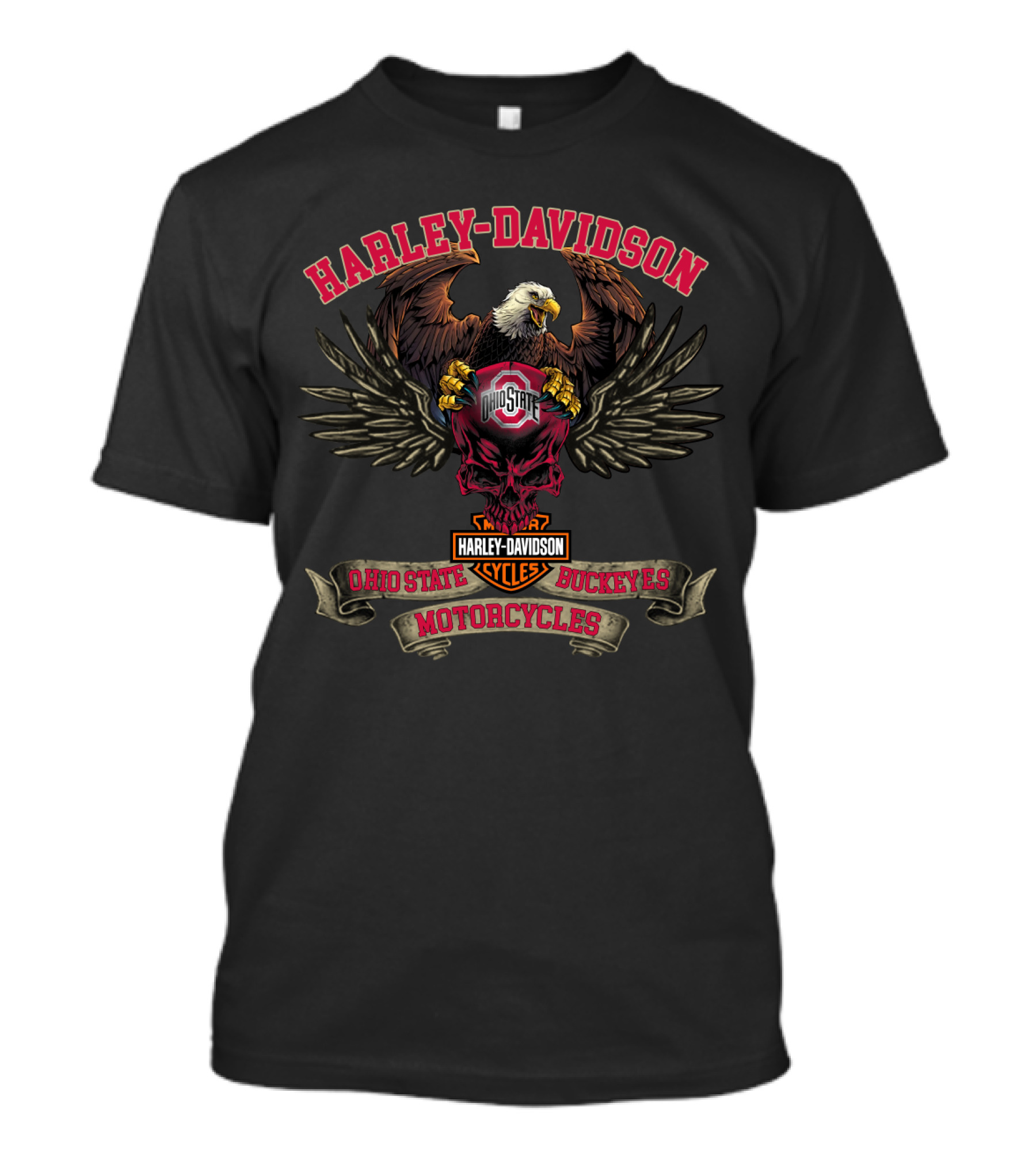 Harley Davidson Ohio State Buckeyes Motorcycles Eagle T-Shirt