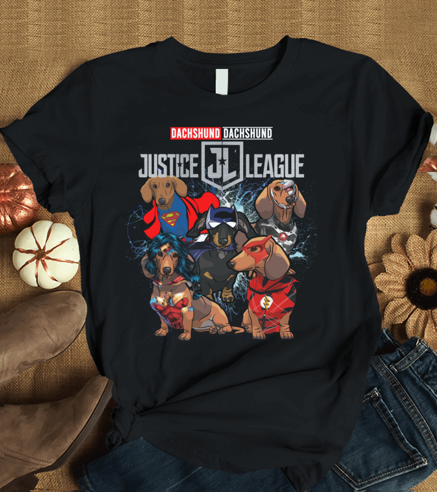 Dachshund Justice League Superheroes DH 55 T-Shirt