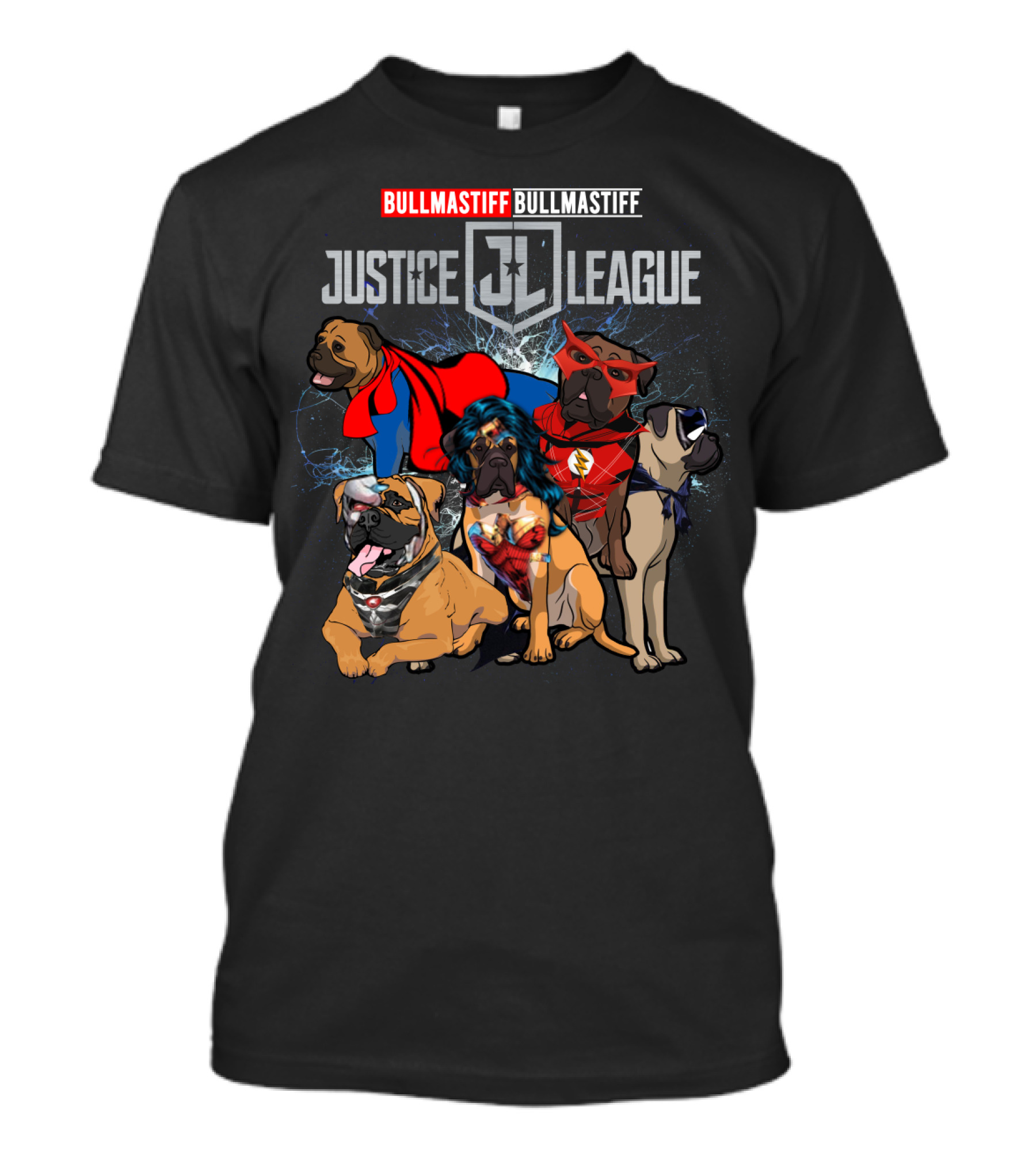Bullmastiff Justice League Superhero Dogs Dh 55 Jl T-Shirt