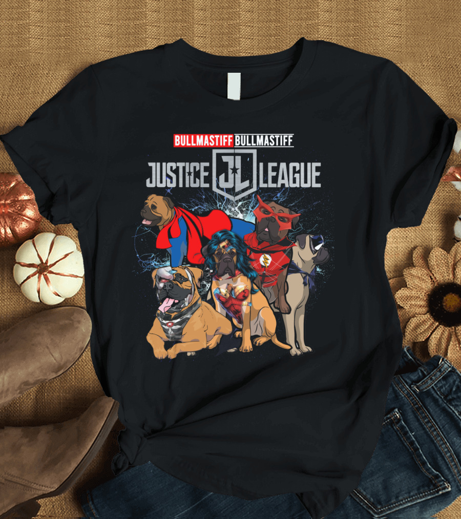 Bullmastiff Justice League Superhero Dogs Dh 55 Jl T-Shirt