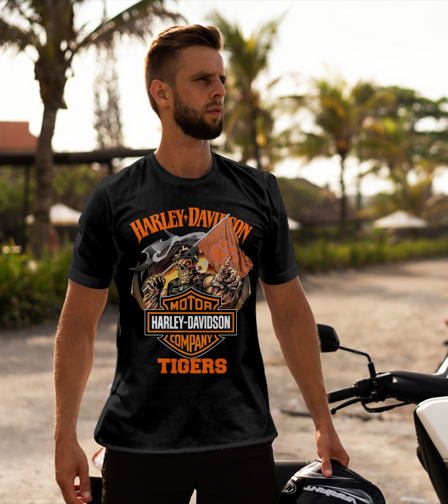 Harley Davidson Motor Company Clemson Tigers Skeleton T-Shirt