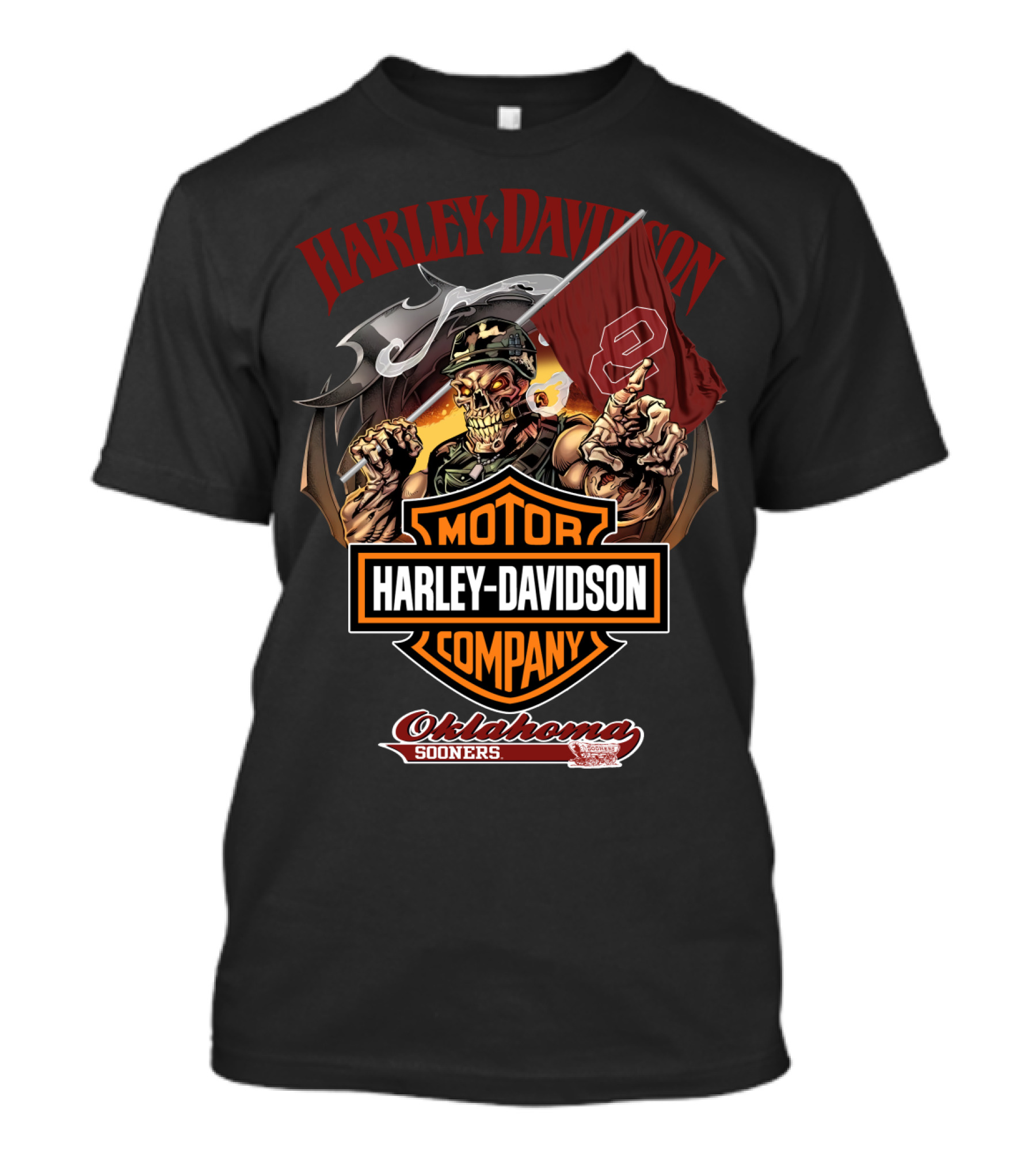 Harley Davidson Motor Company Oklahoma Sooners Skeleton Rider T-Shirt