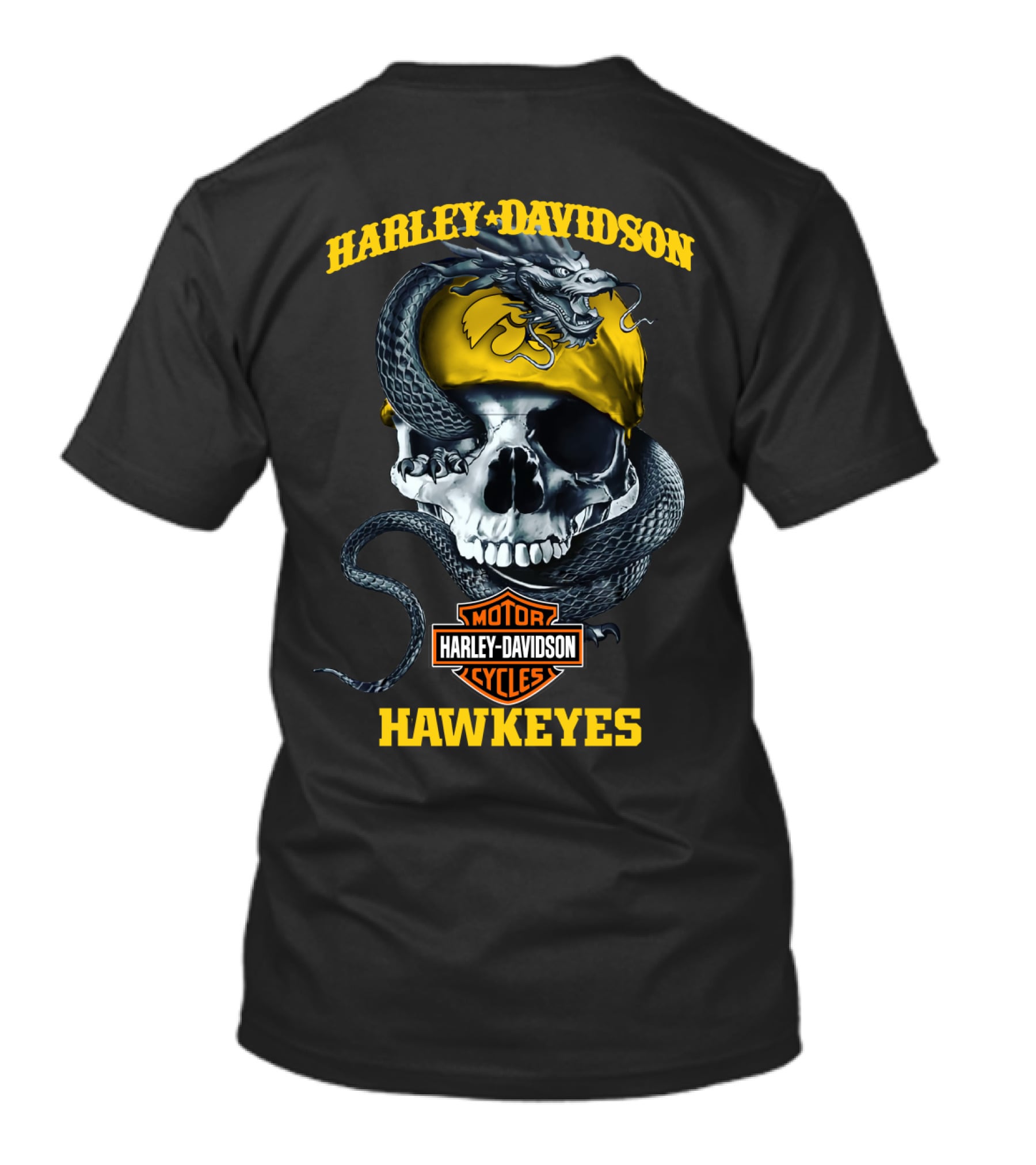 Harley Davidson Iowa Hawkeyes Skull And Snake T-Shirt