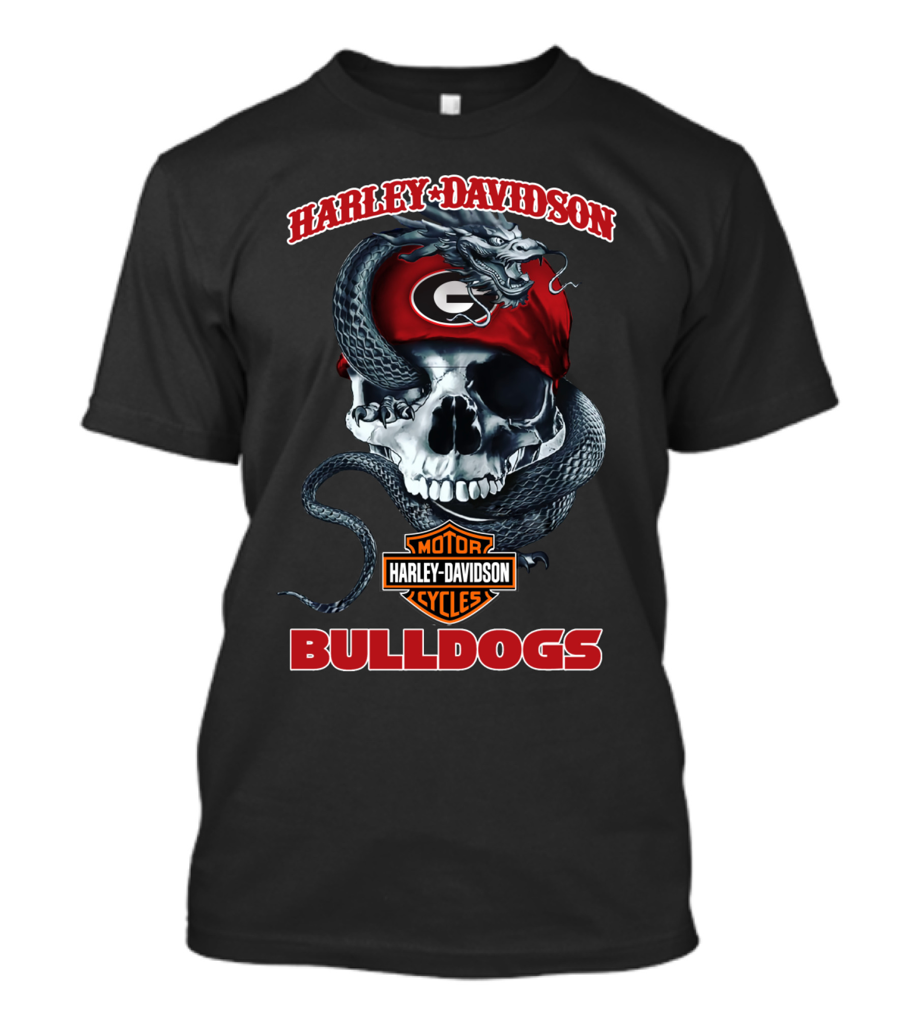 Harley Davidson Georgia Bulldogs Skull And Snake T-Shirt