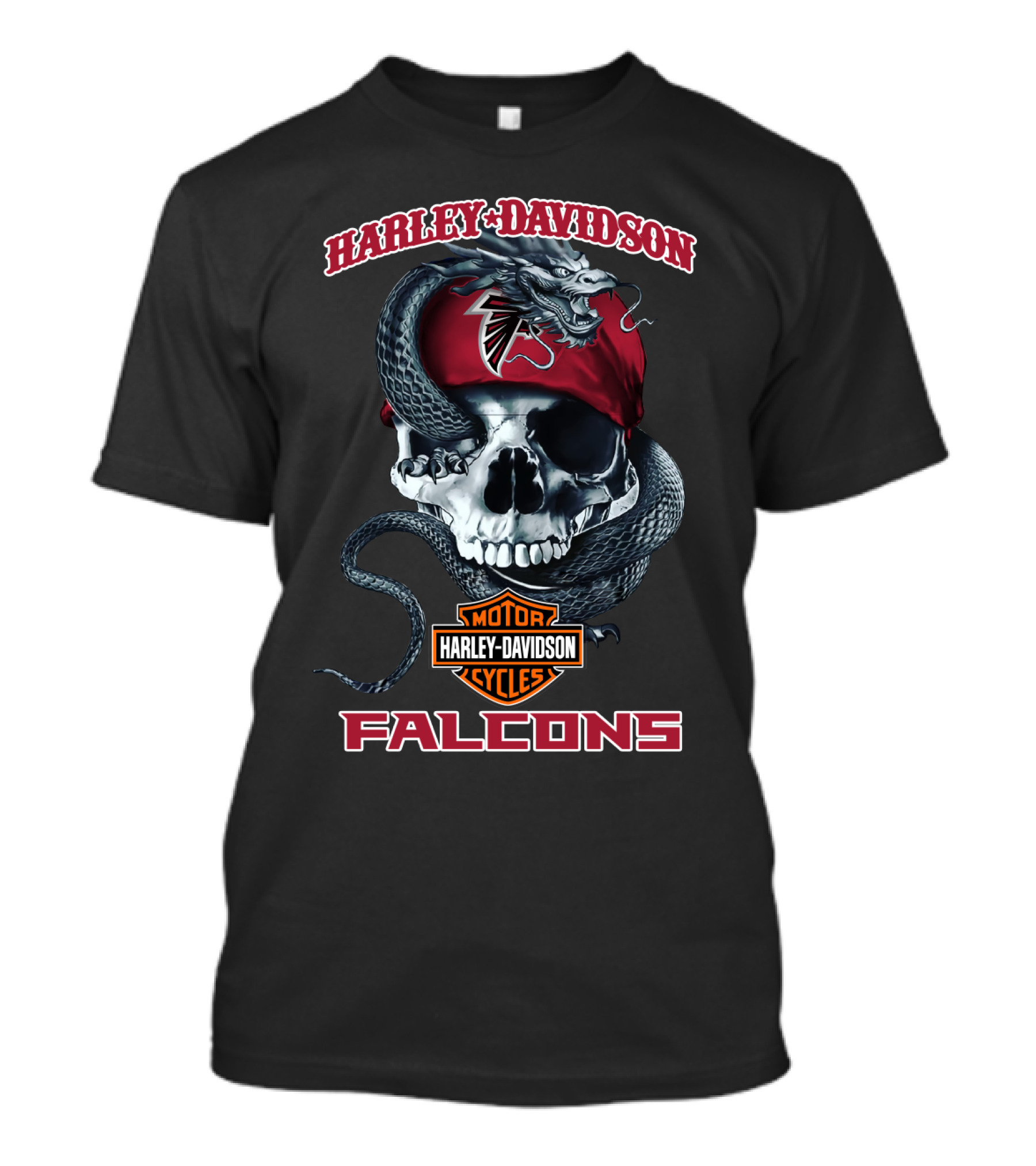 Harley Davidson Motor Cycles Falcons Skull Snake T-Shirt