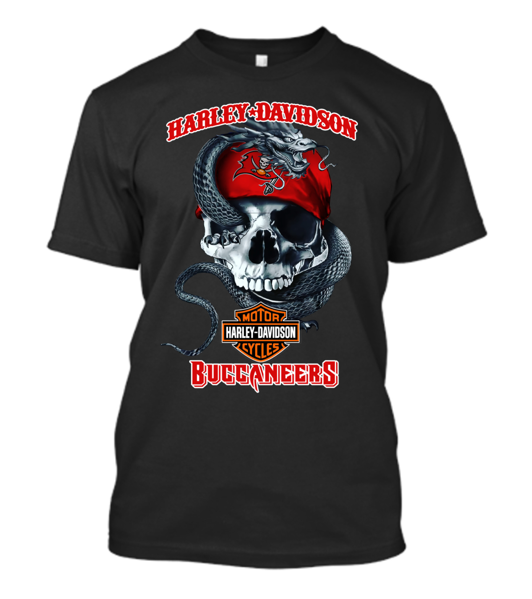 Harley Davidson Tampa Bay Buccaneers Skull And Snake T-Shirt