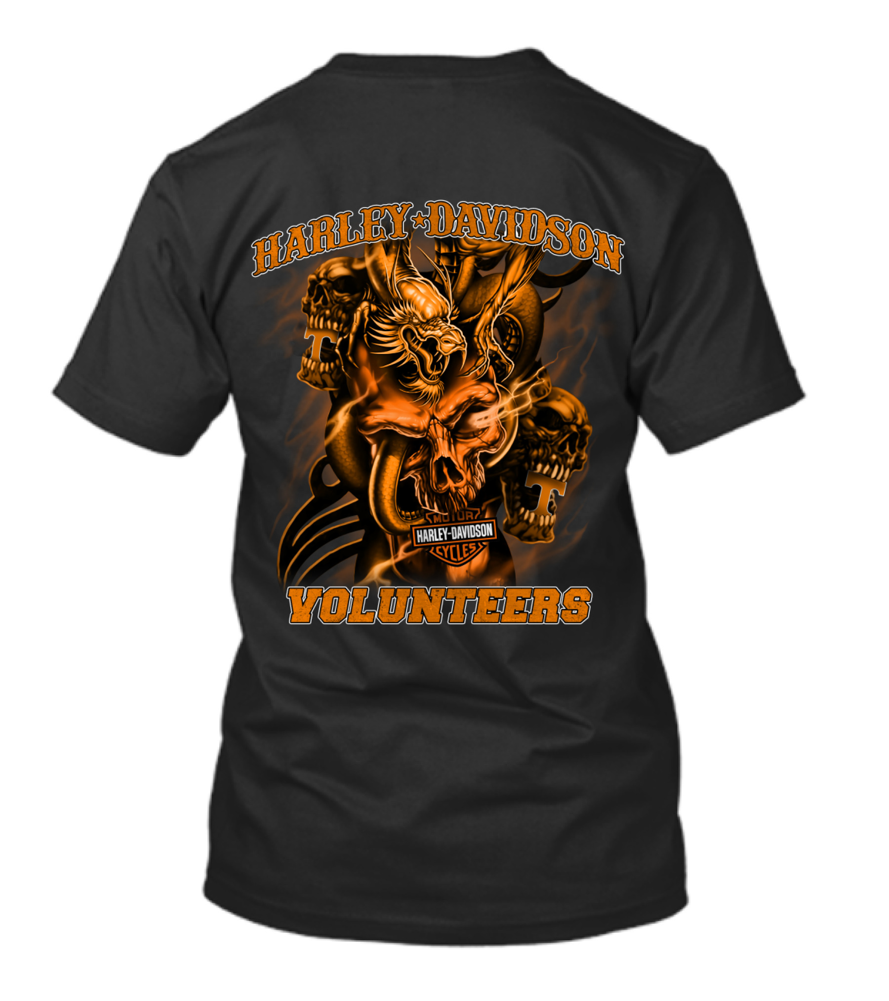 Harley Davidson Volunteers Tennessee Skull And Dragon T-Shirt