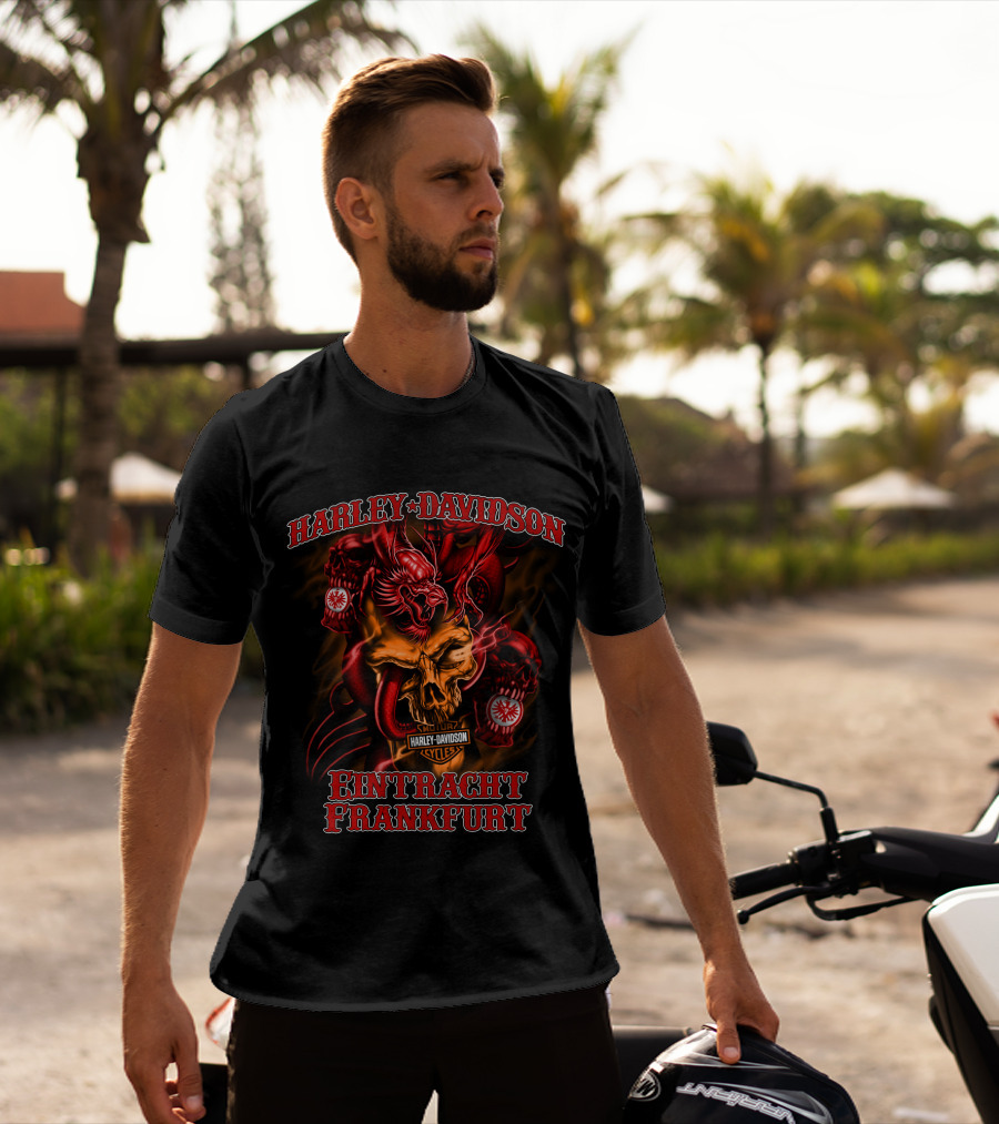 Harley Davidson Eintracht Frankfurt Dh 85 Hd Cycles Skull And Eagle T-Shirt