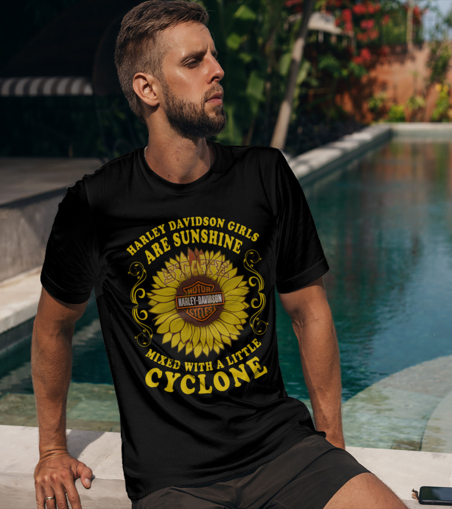 Harley Davidson Girls Are Sunshine Mixed With A Little Cyclone T-Shirt