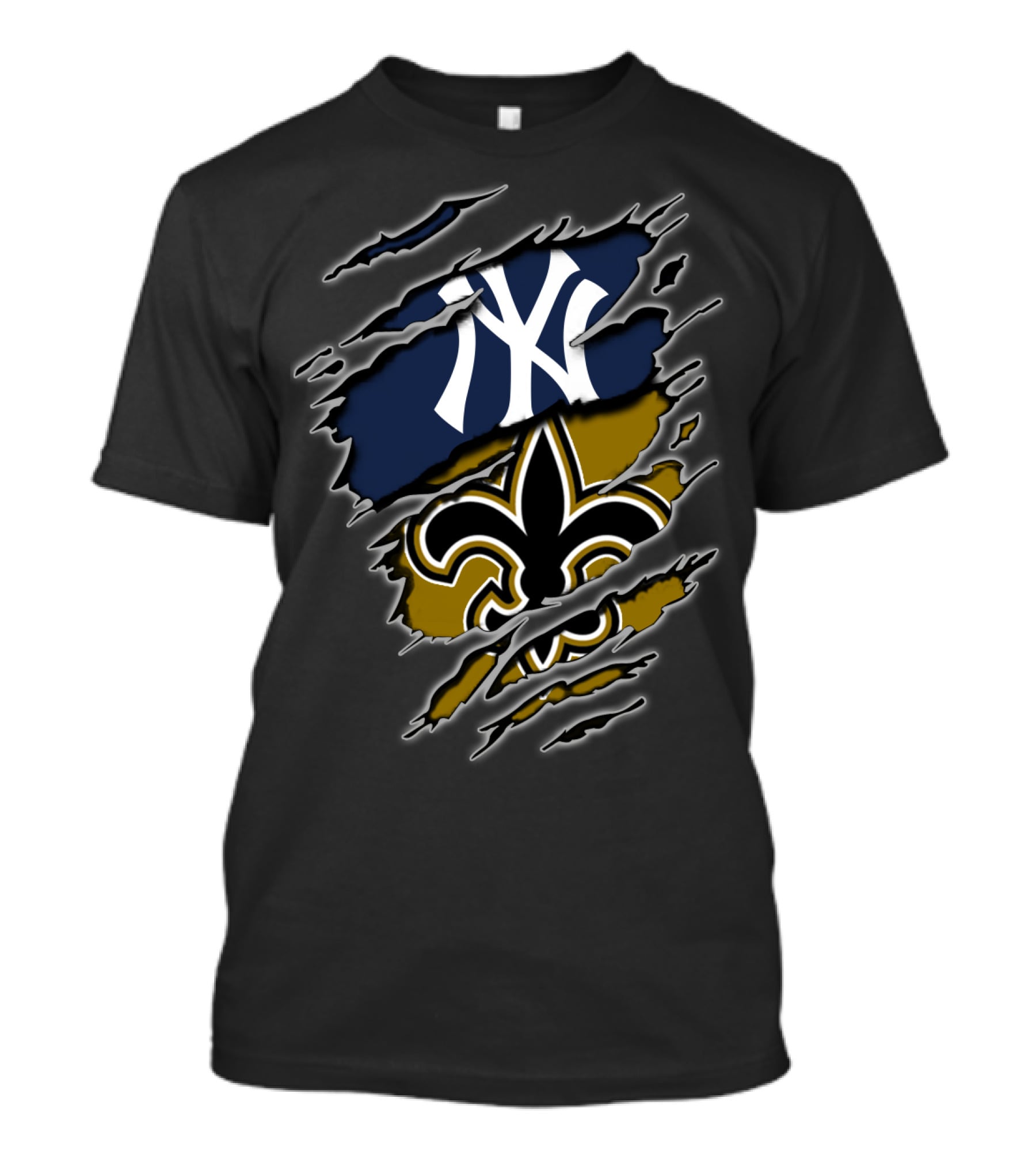 Yankees New York Saints New Orleans Fan Crossover T-Shirt