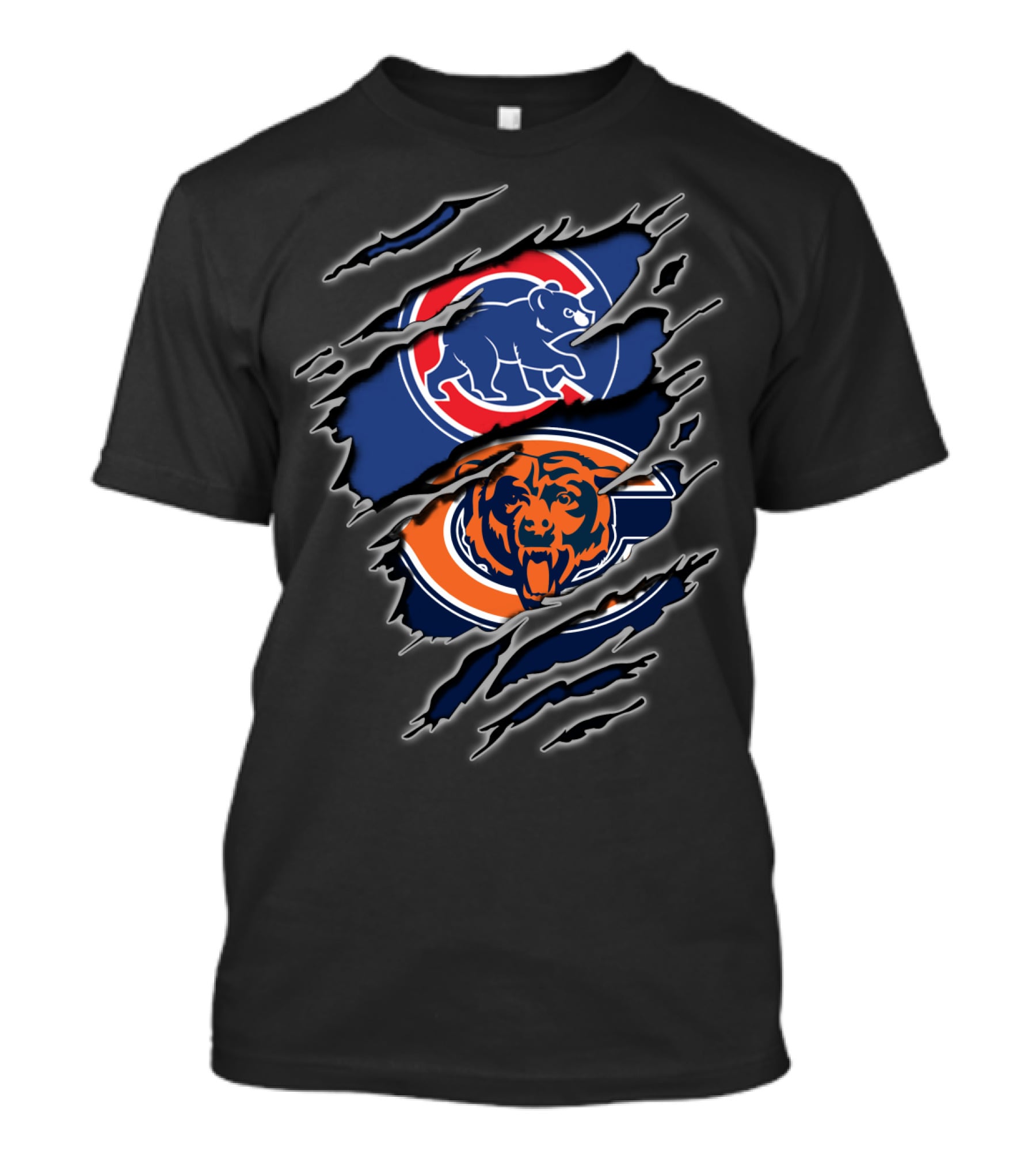 Chicago Cubs Bears Split Logo Design For Fans T-Shirt