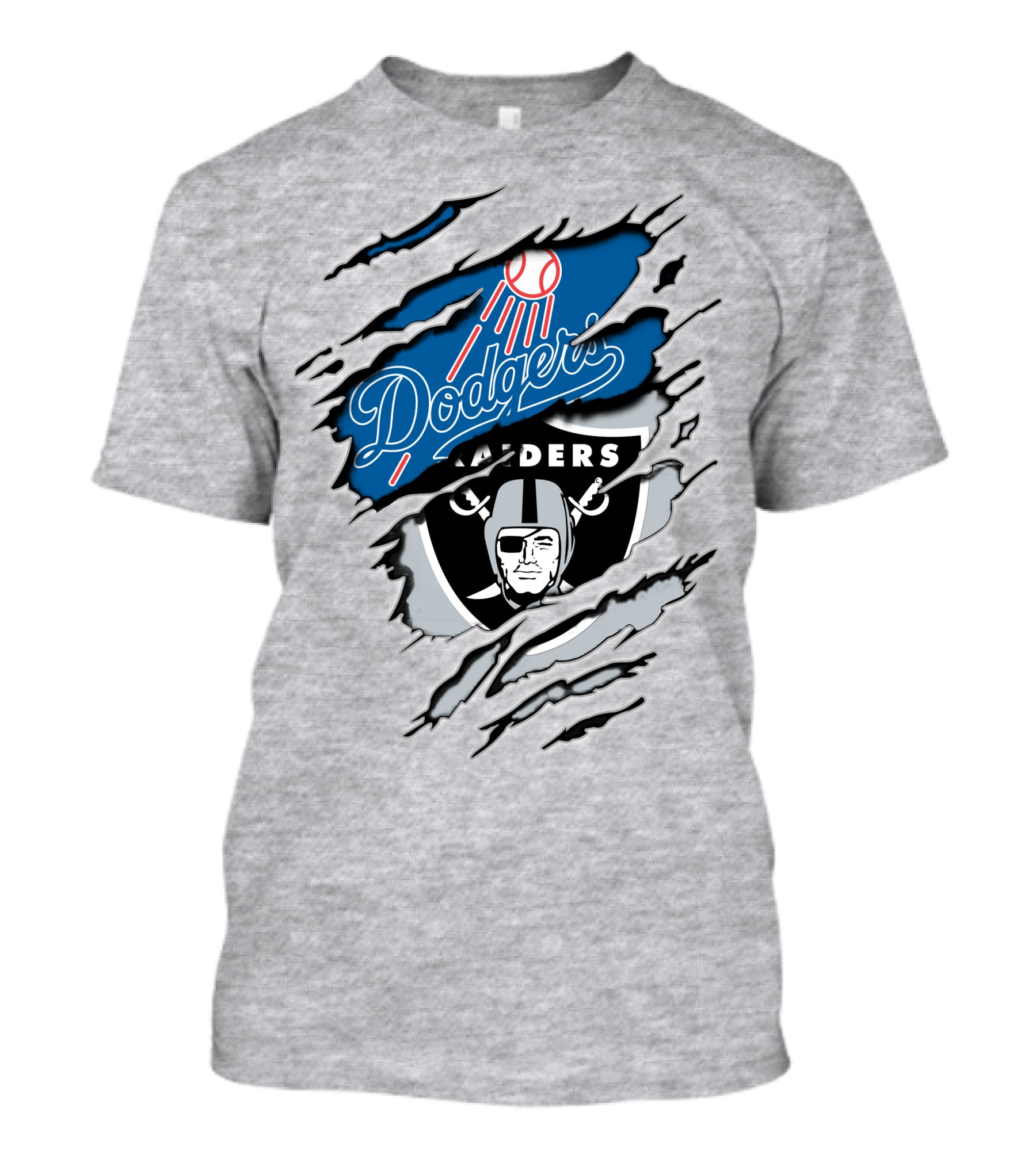 Dodgers Raiders Dual Logo Fan Tribute T-Shirt