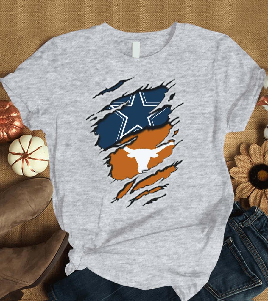 Cowboys Longhorns Star and Bull Texas Pride T-Shirt