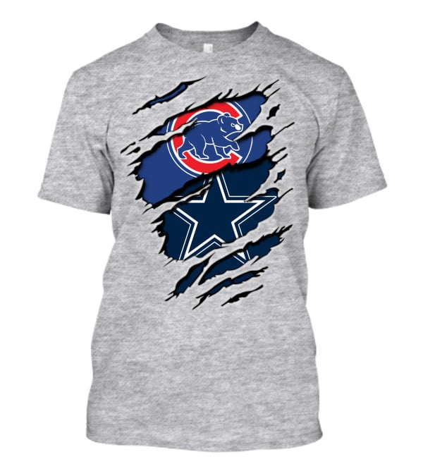 Dallas Cowboys Chicago Cubs Claw Marks Logo Mashup T-Shirt