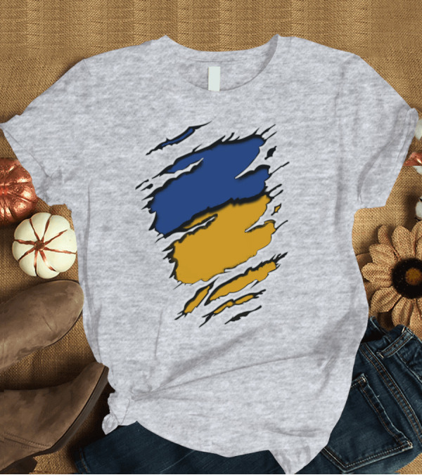 T-Shirt: Pack Cus Blue and Yellow Ripped Claw Marks T-Shirt Pack Cus Blue and Yellow Ripped Claw Marks T-Shirt
