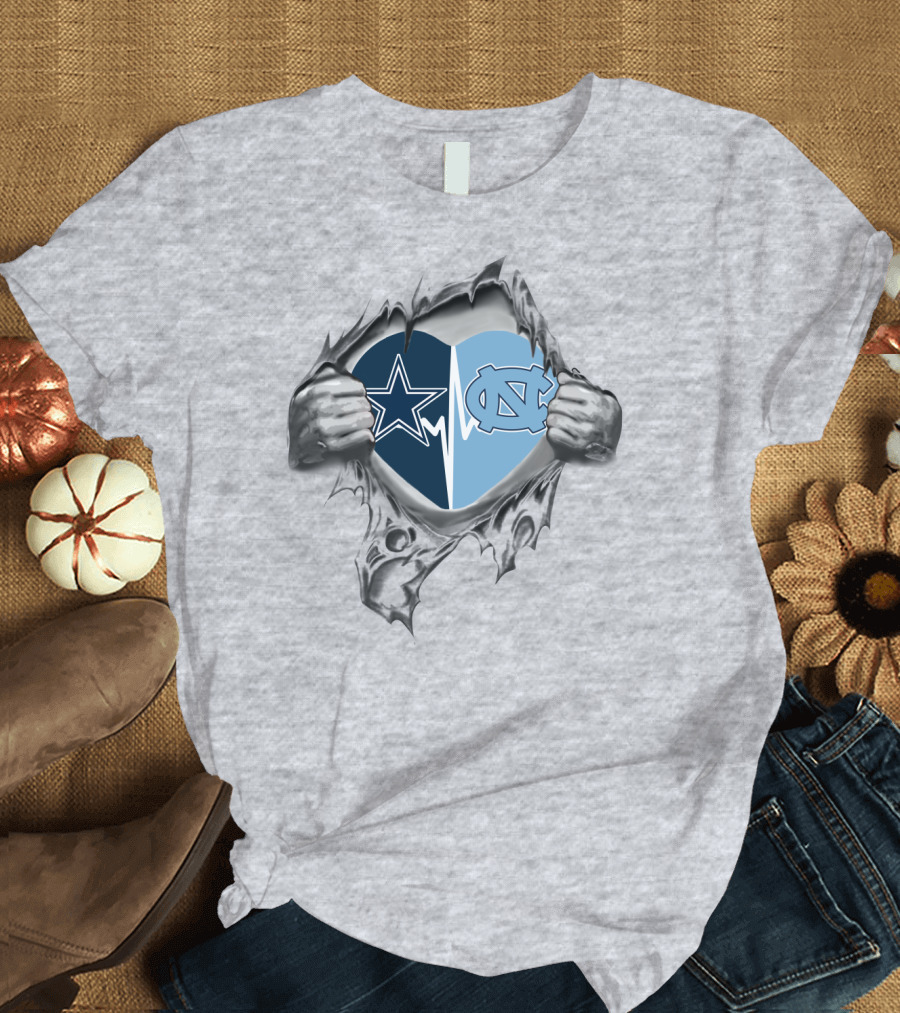 Cowboys Star Tar Heels Heartbeat Loyalty T-Shirt