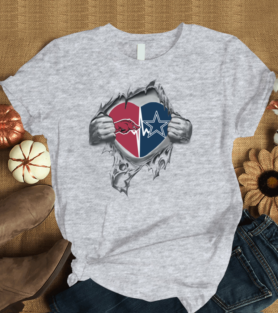 Cowboys Arkansas Razorbacks Heart Symbol T-Shirt