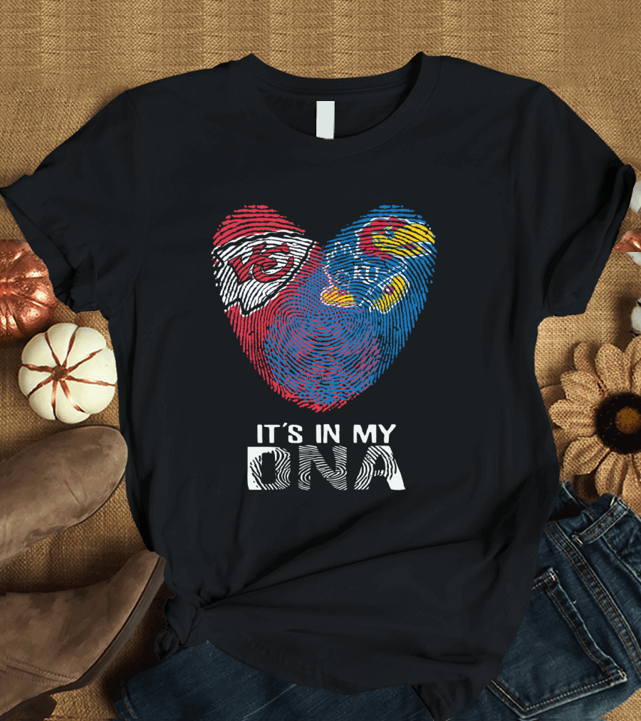 Chiefs KU Jayhawks It's In My DNA Fingerprint Heart T-Shirt