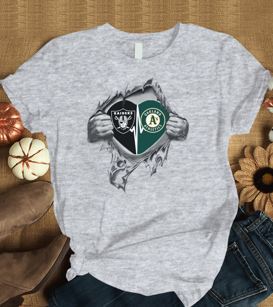 Raiders Athletics Oakland A's Heartburst T-Shirt