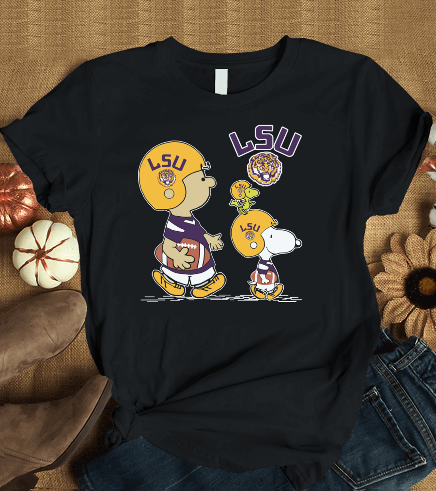 LSU Tigers Peanuts Characters Football Helmets T-Shirt
