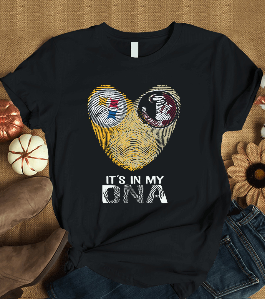 Steelers Seminoles It's In My DNA Fingerprint Heart T-Shirt