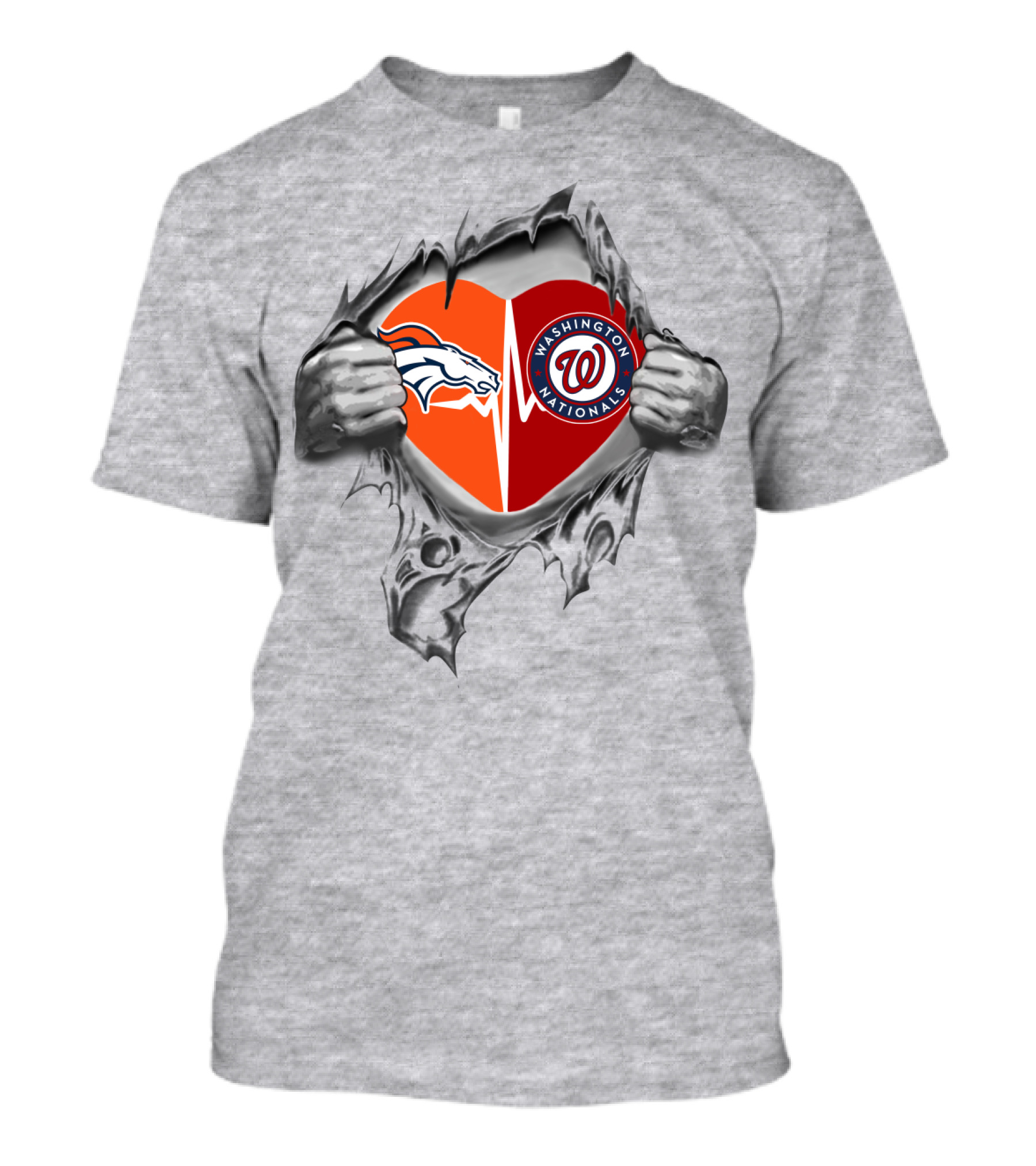 Broncos Washington Nationals Heart Logo T-Shirt