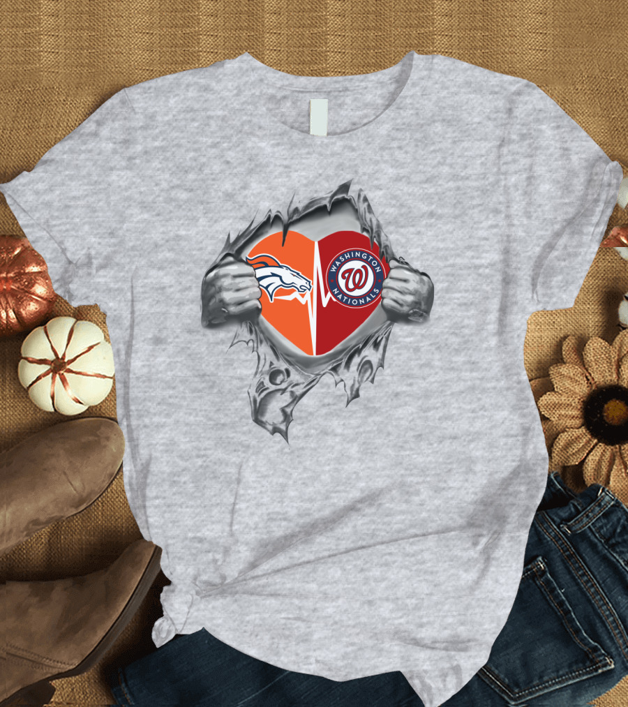 Broncos Washington Nationals Heart Logo T-Shirt