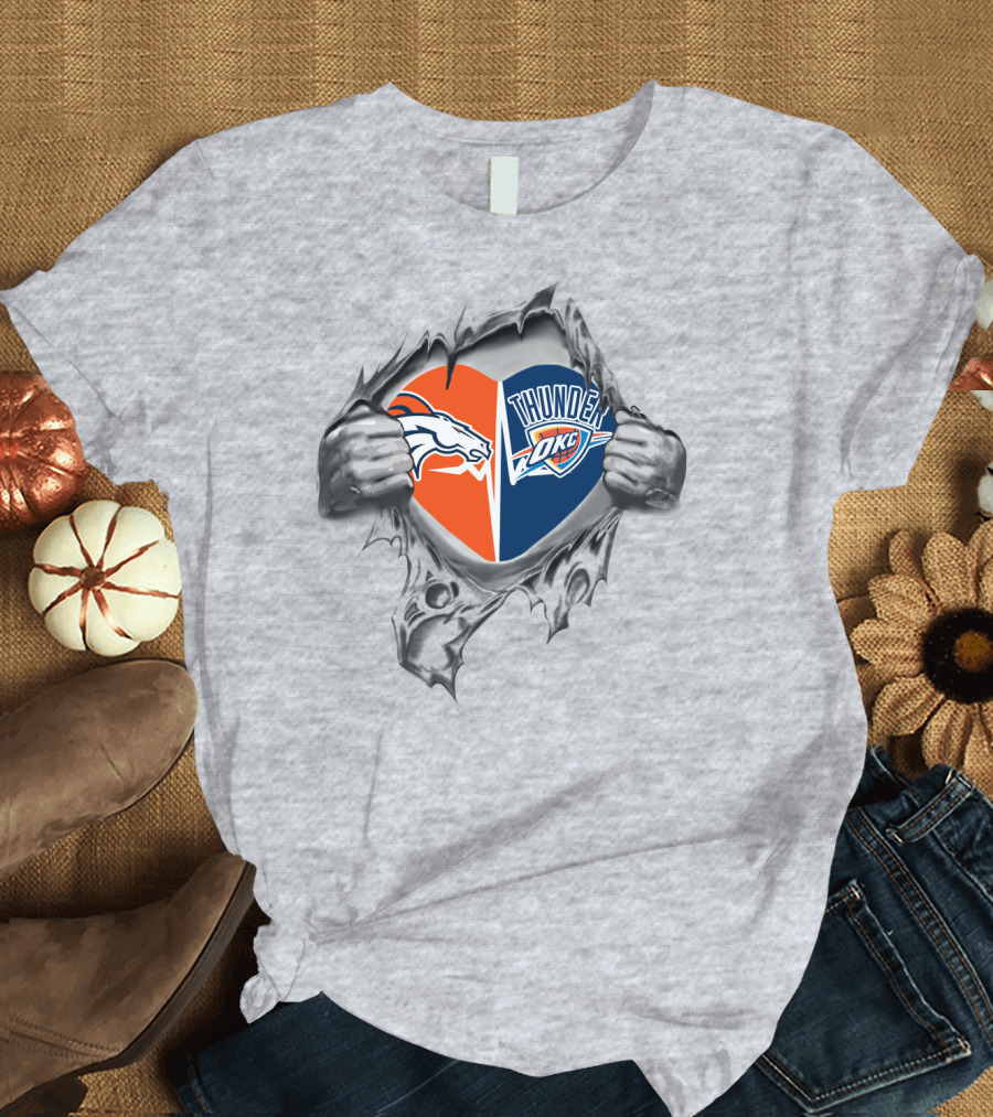 Broncos Thunder OKC Heart Torn T-Shirt