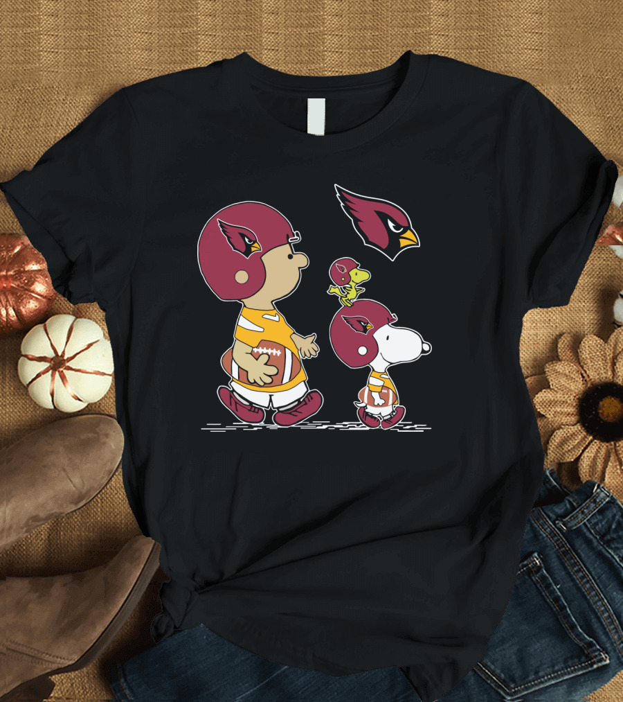 Cardinals Snoopy Woodstock Football Charlie Brown Peanuts Helmet T-Shirt