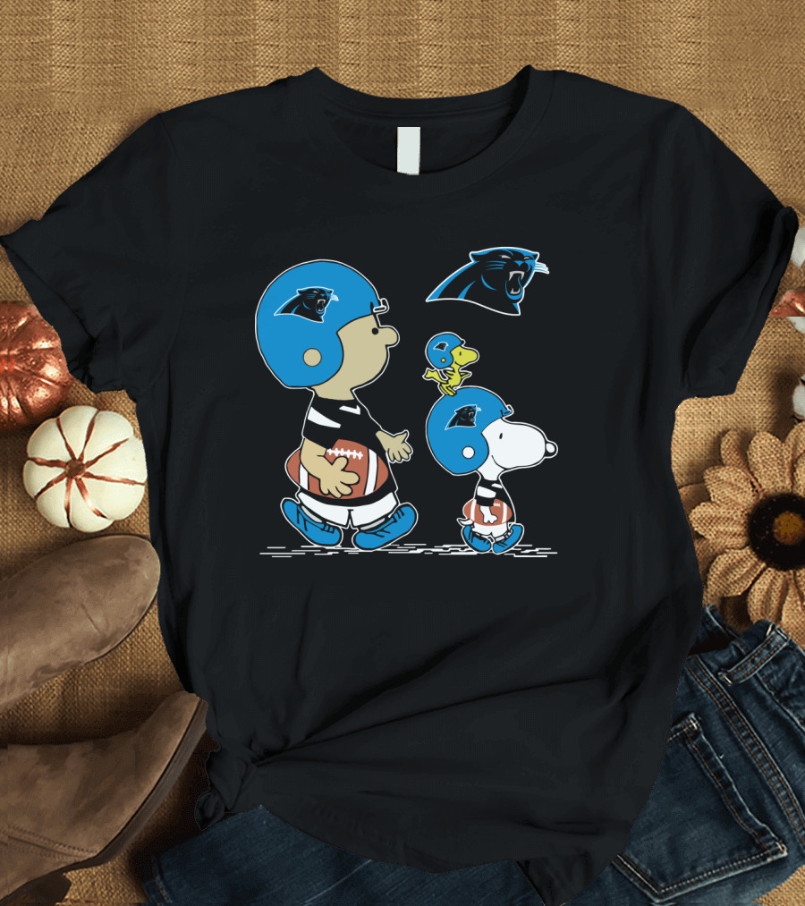 Panthers Snoopy Football Helmet Peanuts Cartoon Characters T-Shirt