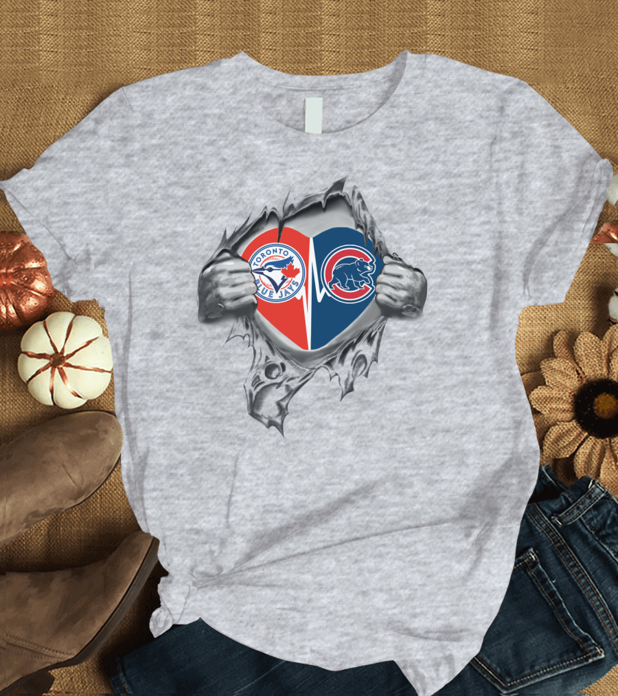 Toronto Blue Jays Chicago Cubs Heart Logo Baseball Fan Passion T-Shirt