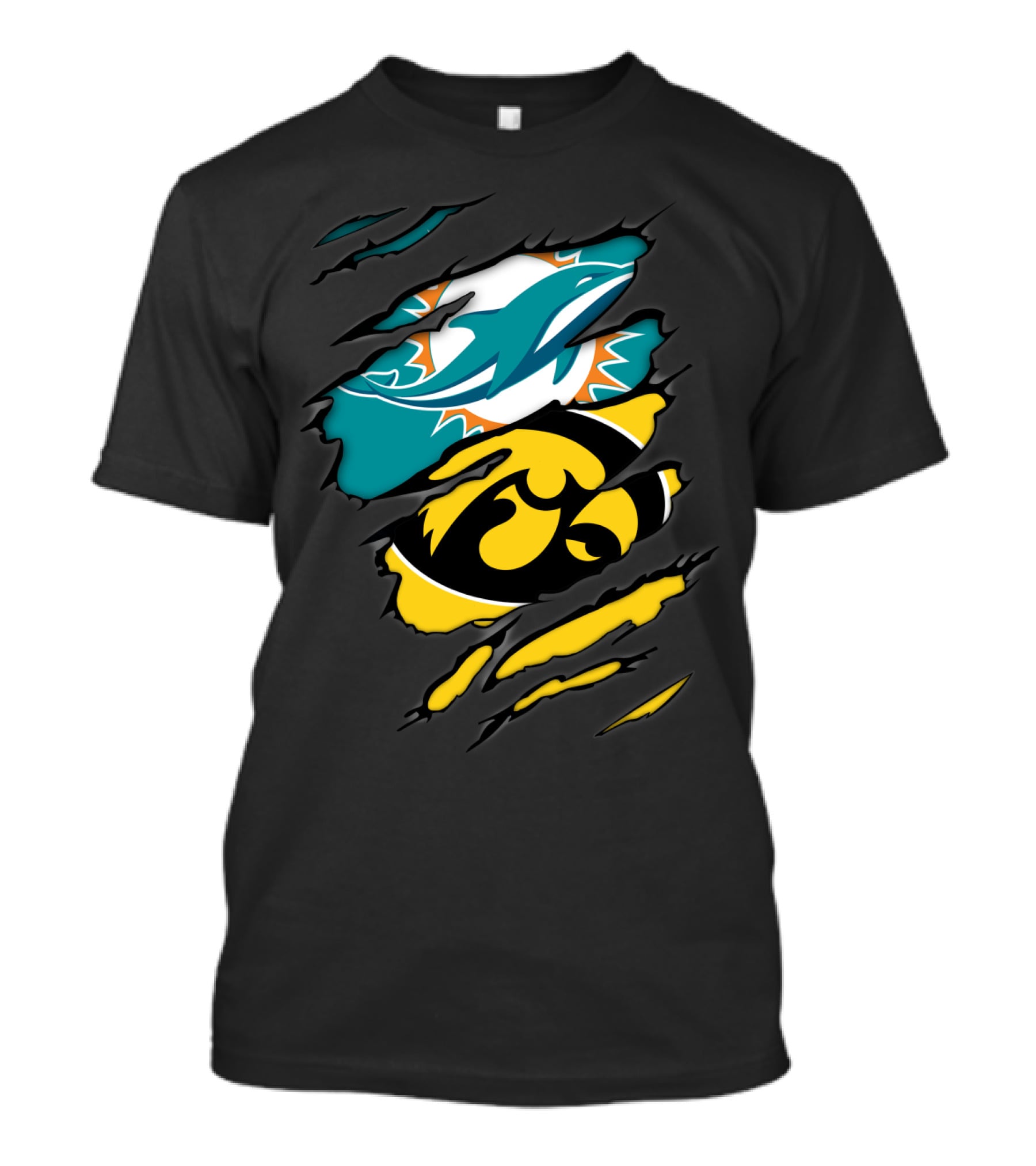 Miami Dolphins Iowa Hawkeyes Torn Claw T-Shirt