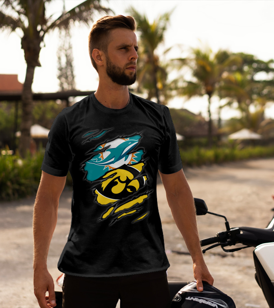 Miami Dolphins Iowa Hawkeyes Torn Claw T-Shirt