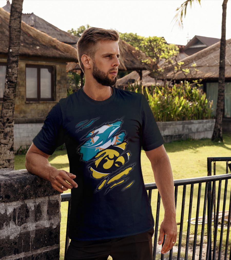 Miami Dolphins Iowa Hawkeyes Torn Claw T-Shirt