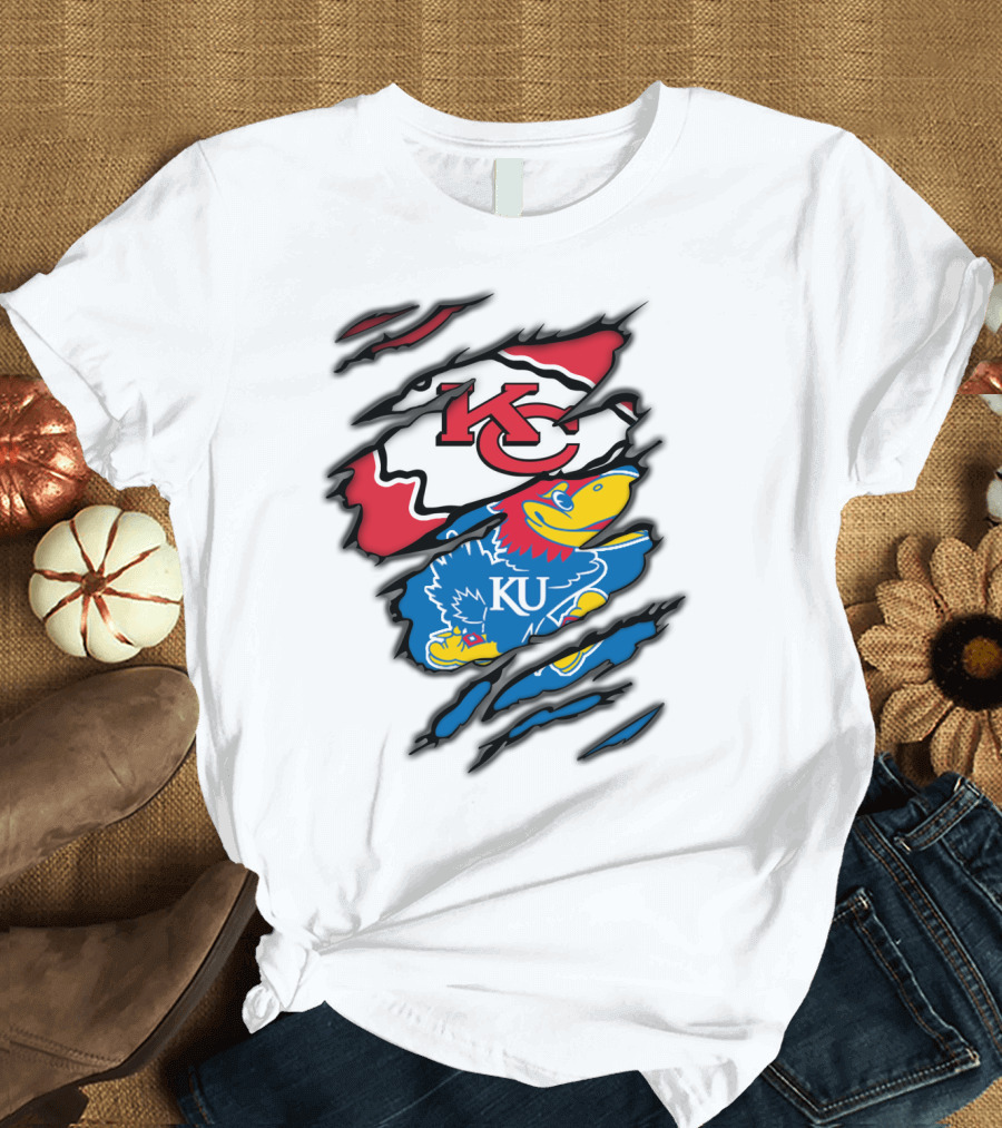 Kansas City Chiefs KU Jayhawks Logo Mashup T-Shirt