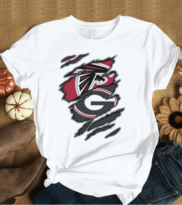 T-Shirt: Atlanta Falcons Georgia Bulldogs Ripped Claw Marks T-Shirt Atlanta Falcons Georgia Bulldogs Ripped Claw Marks T-Shirt