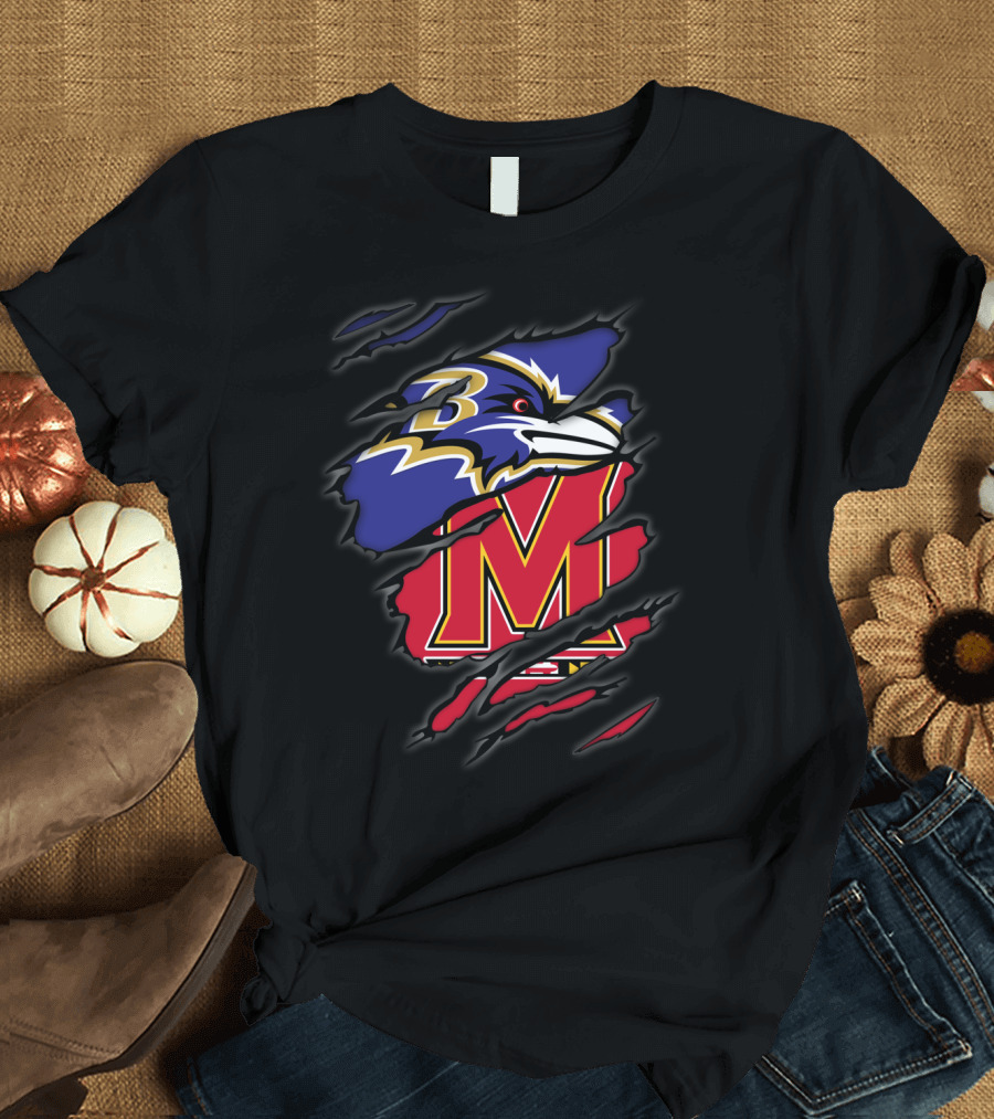 Baltimore Ravens Maryland Terrapins Logo Mashup T-Shirt