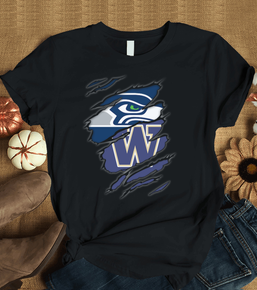 Seahawks Logo University Of Washington Huskies W Claws T-Shirt