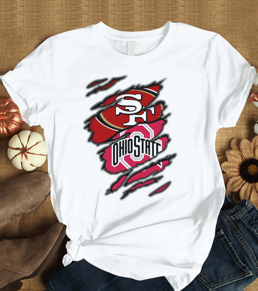 49ers SF Ohio State Buckeyes Logo Mashup T-Shirt
