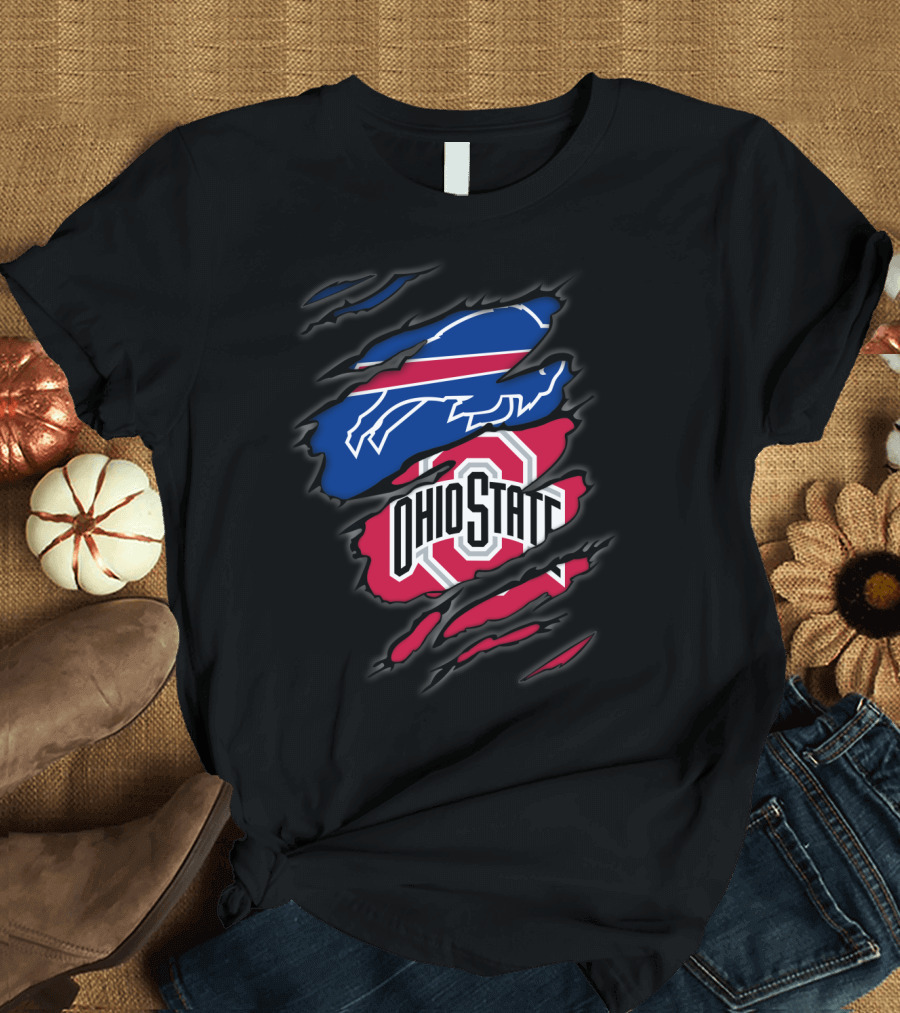 Bills Ohio State Torn Layered Emblem T-Shirt